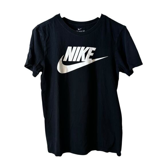 Nike Men’s The Nike Tee Short Sleeve Logo T Shirt Black Size Small Athletic Cut - Picture 1 of 6